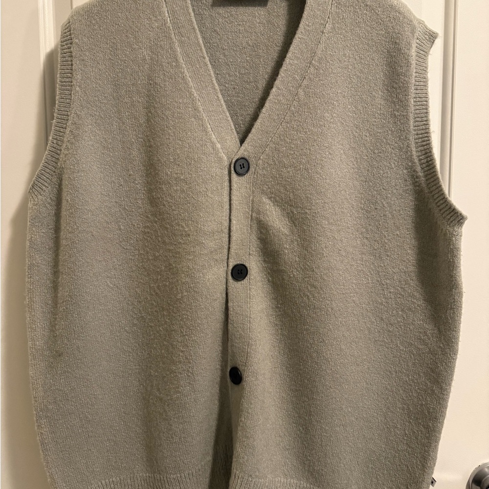 Minimum Grey V-Neck Button Front Sweater Vest - image 1